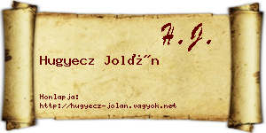 Hugyecz Jolán névjegykártya